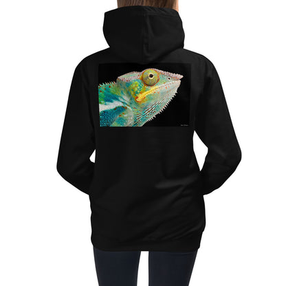 Premium Hoodie - BACK Print: Chameleon Close Up