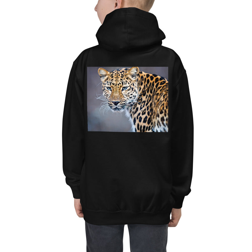 Premium Hoodie - BACK Print: Blue Eyed Leopard