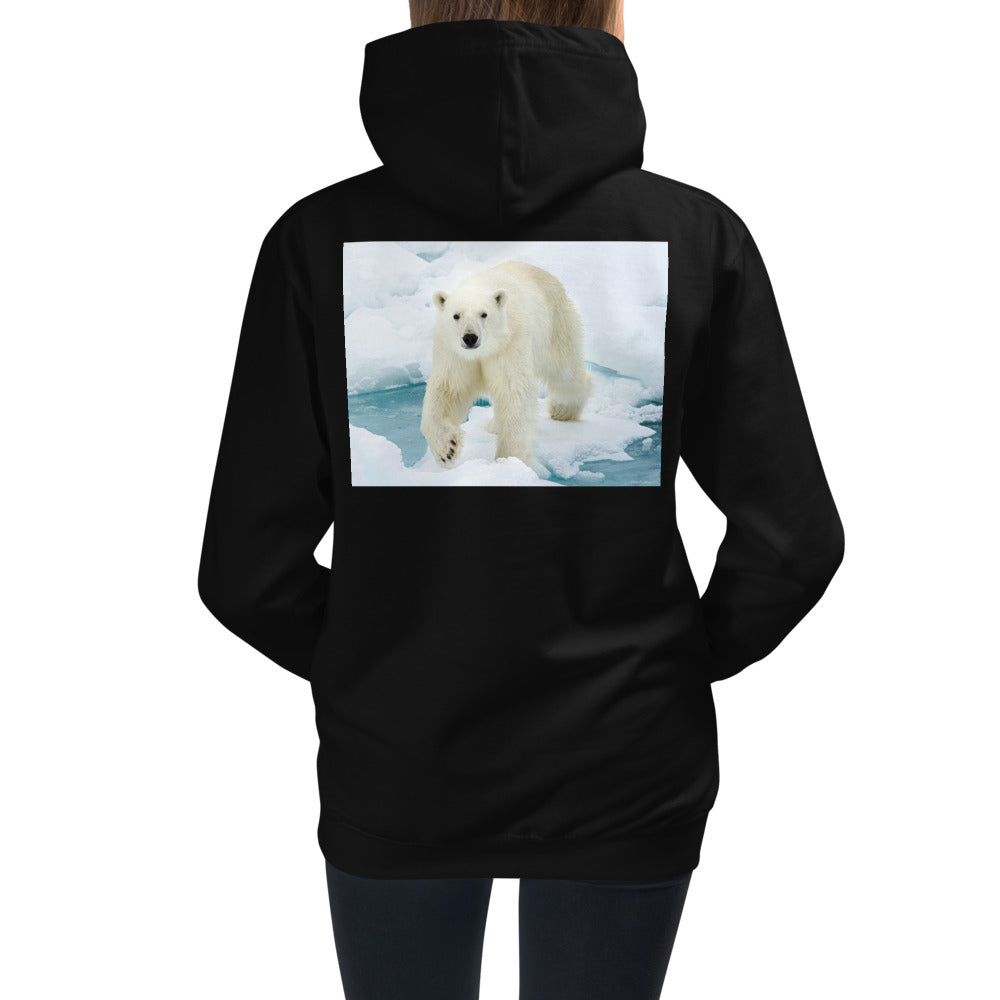 Premium Hoodie - BACK Print: Polar Bear on Ice