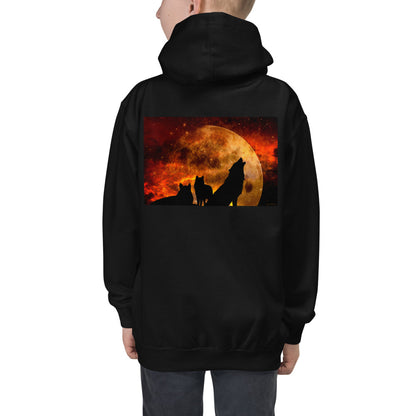 Premium Hoodie - BACK Print: Howling in the Orange Moonlight