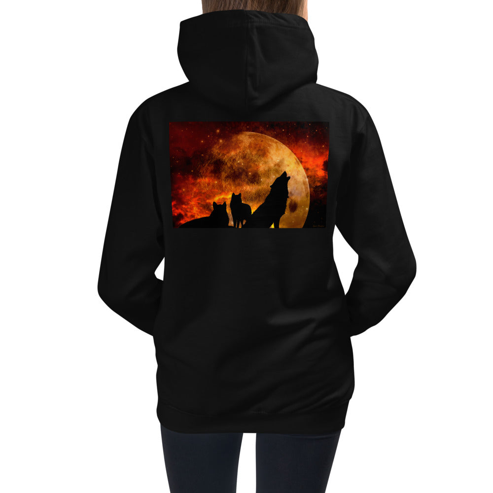 Premium Hoodie - BACK Print: Howling in the Orange Moonlight