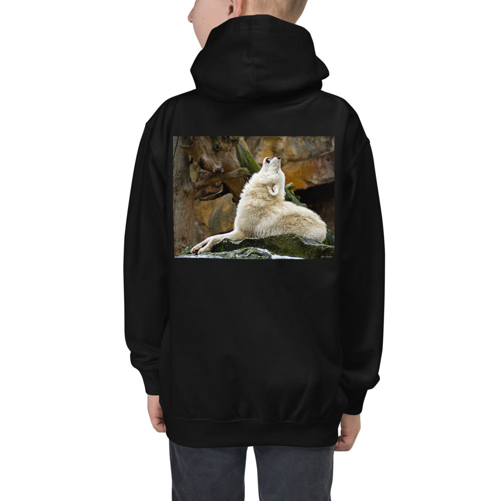 Premium Hoodie - BACK Print: Howling Wolf