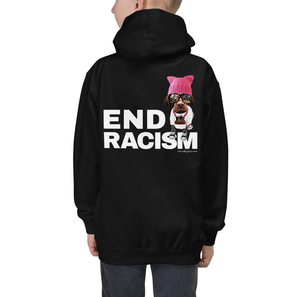 Premium Hoodie - BACK Print: END RACISM