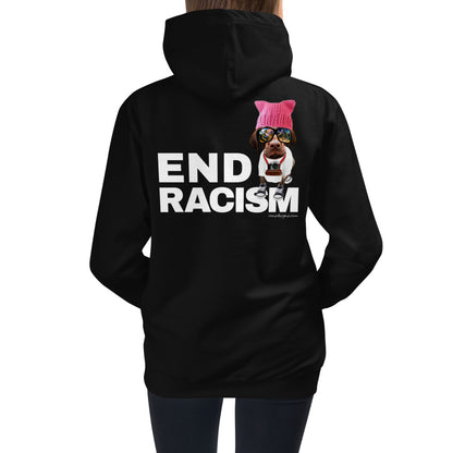 Premium Hoodie - BACK Print: END RACISM