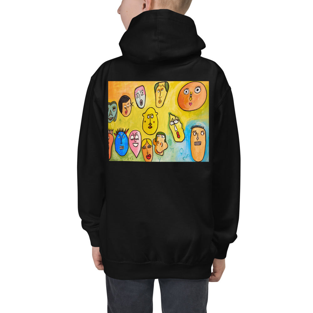 Premium Hoodie - BACK Print: Funny Faces