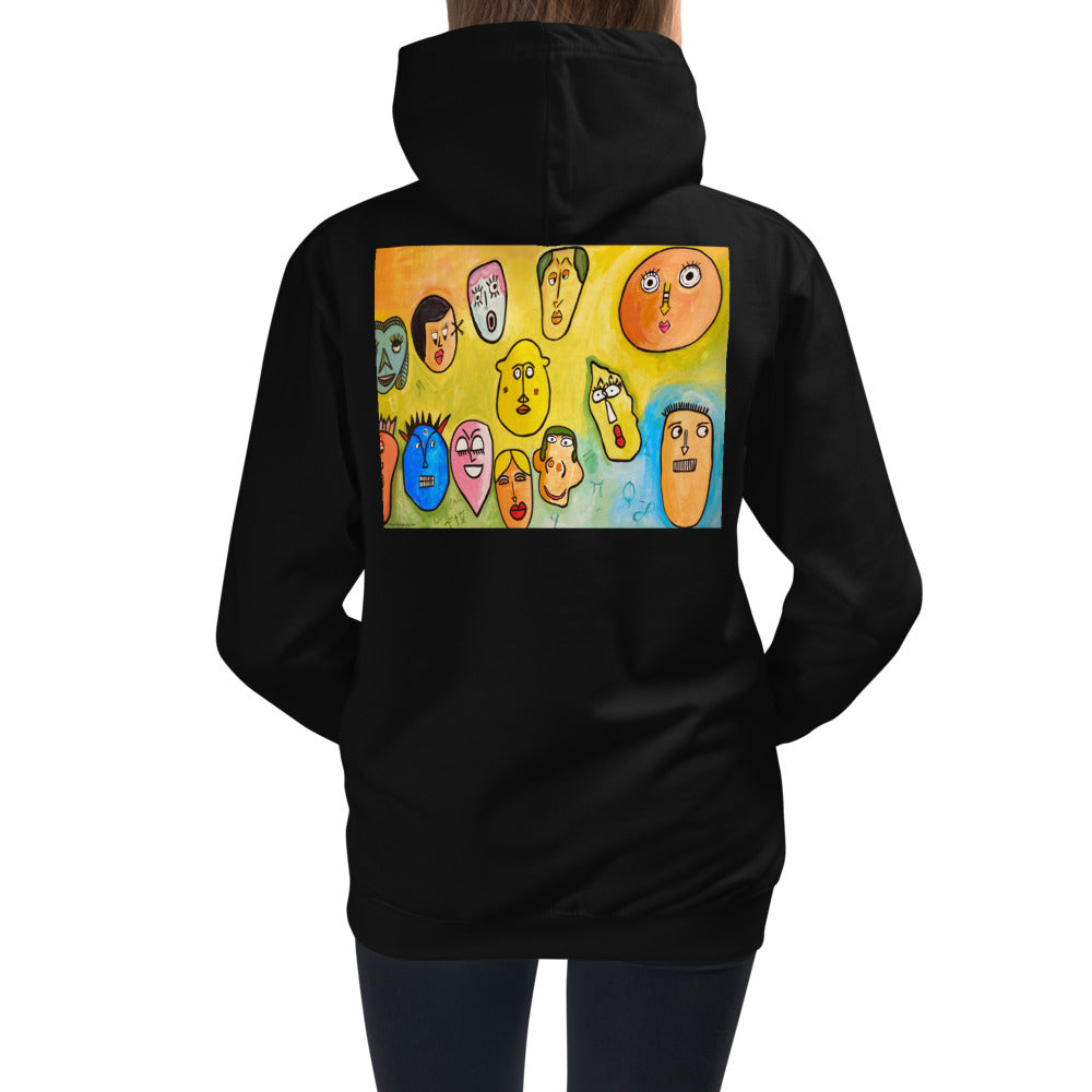 Premium Hoodie - BACK Print: Funny Faces