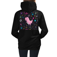 Load image into Gallery viewer, Premium Hoodie - BACK Print: Pink Dino. Peace Out!

