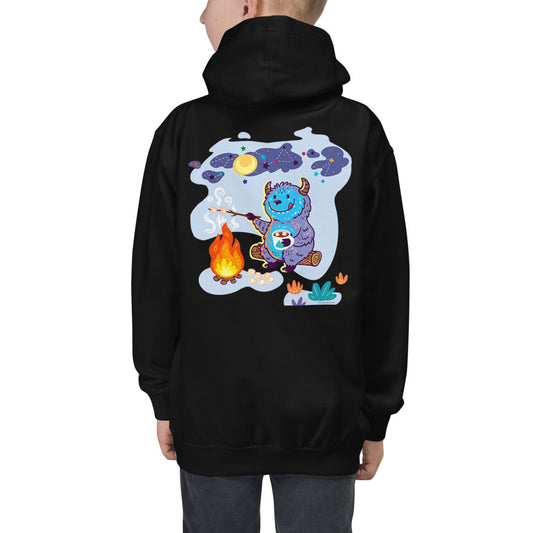 Premium Hoodie: Print on BACK - Yeti Campfire