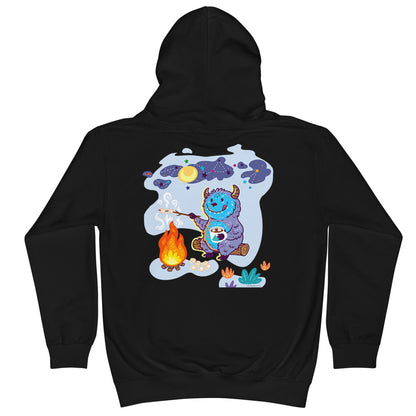 Premium Hoodie: Print on BACK - Yeti Campfire