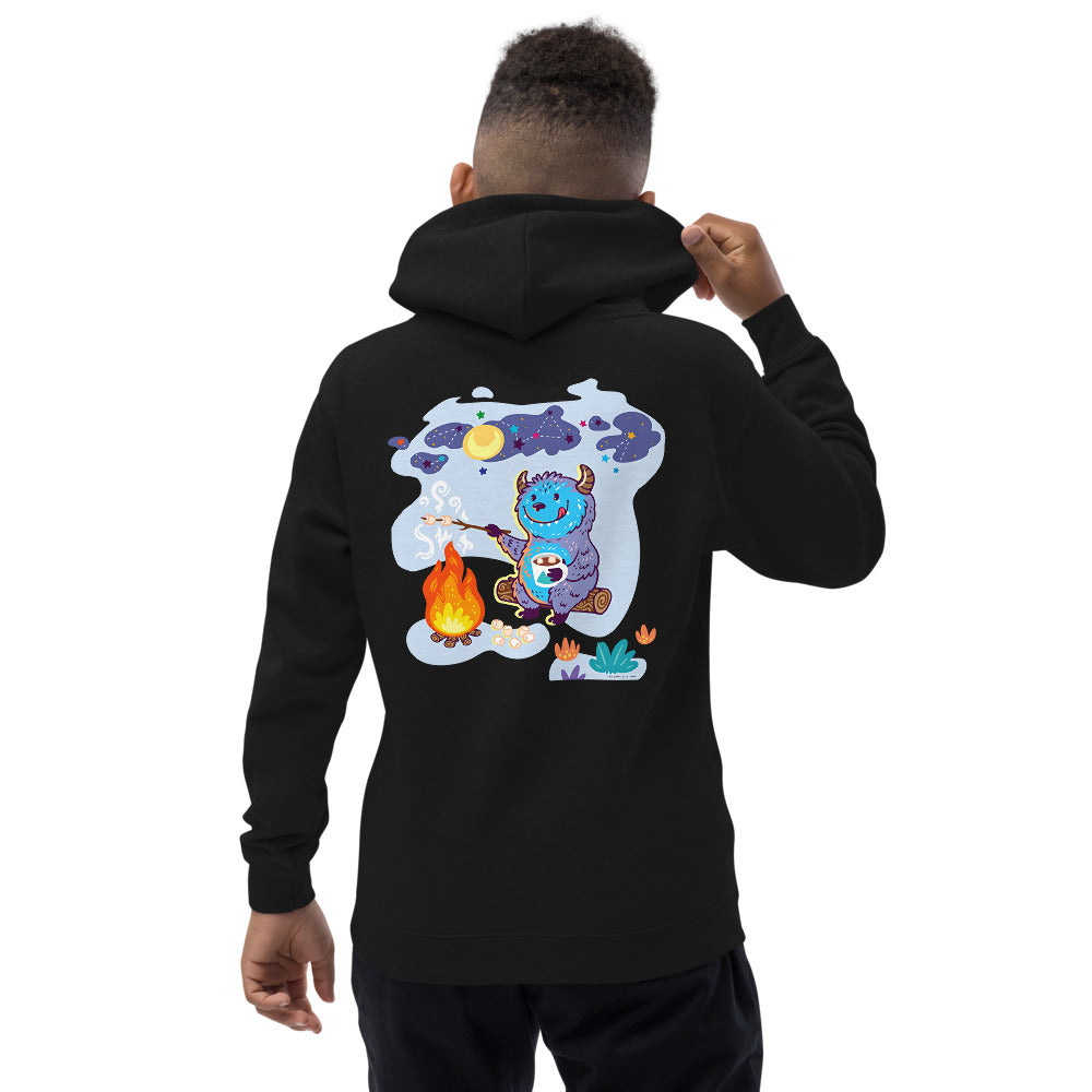Premium Hoodie: Print on BACK - Yeti Campfire