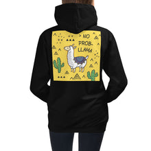 Load image into Gallery viewer, Premium Hoodie: Print on BACK - NO PROB-LLAMA
