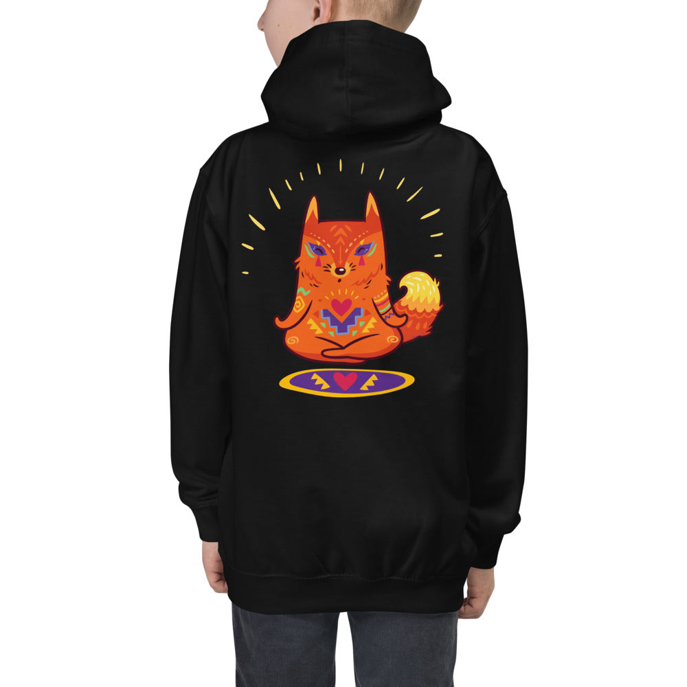 Premium Youth Hoodie - Print on the BACK - Enlightened Hygge Fox