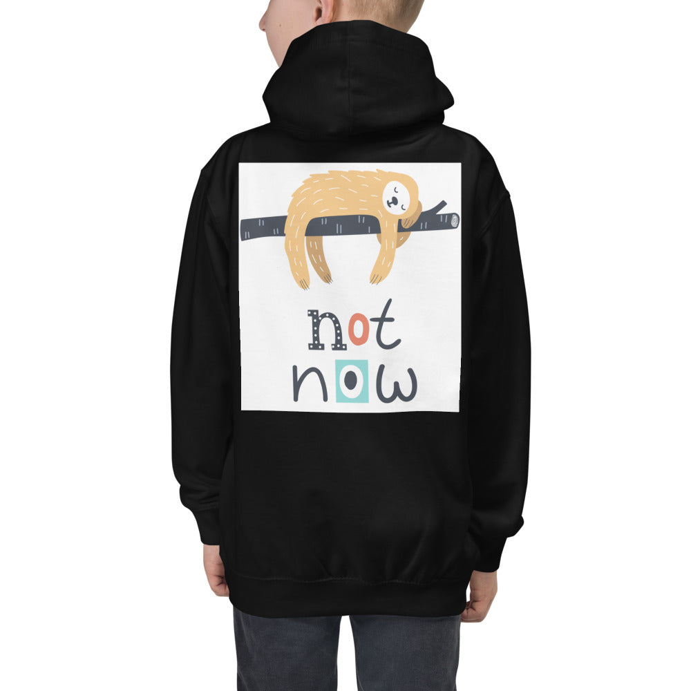 Premium Youth Hoodie: Print on the BACK - Not Now!