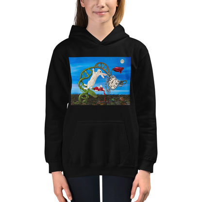 Premium Hoodie - FRONT & BACK Print: Dali Rabbit & Wonderland