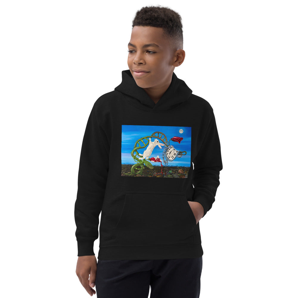 Premium Hoodie - FRONT & BACK Print: Dali Rabbit & Wonderland