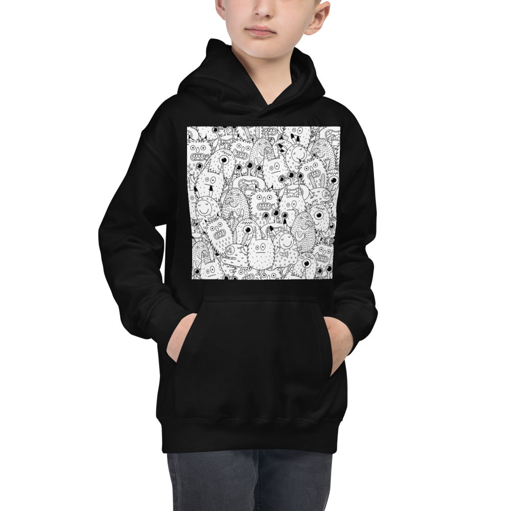 Premium Hoodie - FRONT & BACK Print: Funny Monsters & Funny Faces