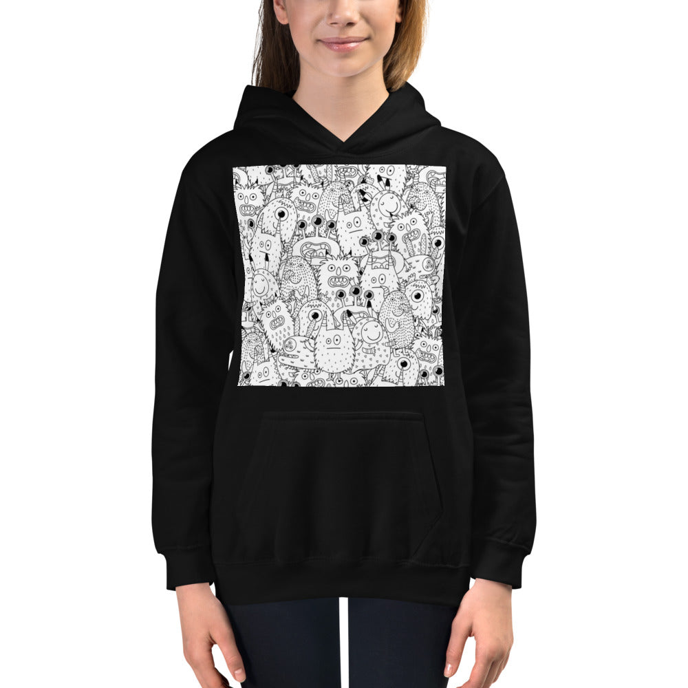 Premium Hoodie - FRONT & BACK Print: Funny Monsters & Funny Faces