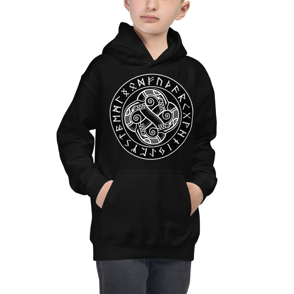 Premium Hoodie - FRONT Print: Sea Serpents in Runic Circle