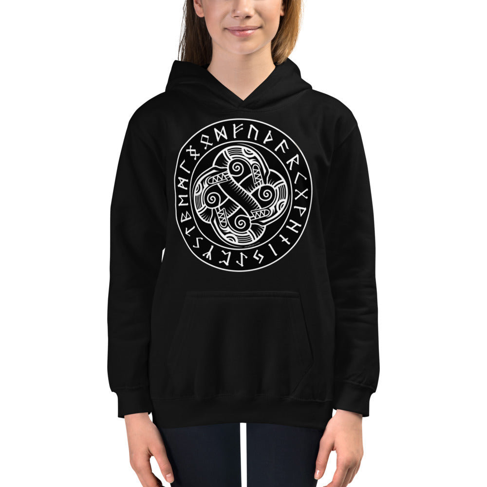 Premium Hoodie - FRONT Print: Sea Serpents in Runic Circle
