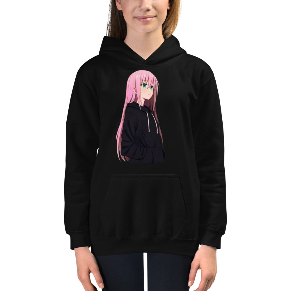 Premium Hoodie - FRONT Print: Pink Hair Anime Girl