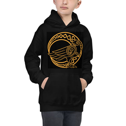 Premium Hoodie - FRONT Print: Odin's Crow on a Crescent Moon