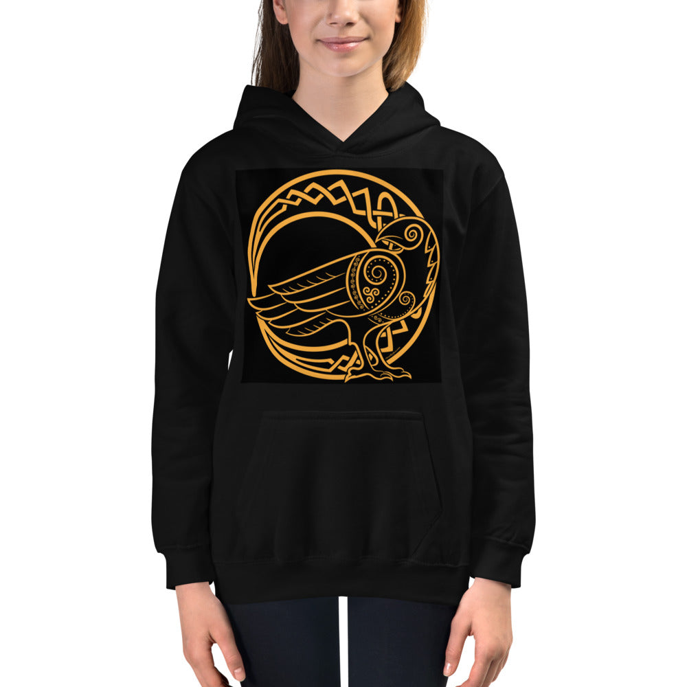 Premium Hoodie - FRONT Print: Odin's Crow on a Crescent Moon