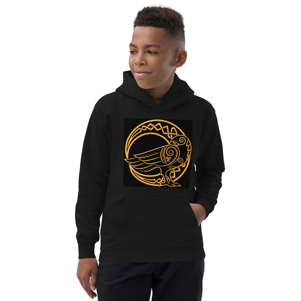 Premium Hoodie - FRONT Print: Odin's Crow on a Crescent Moon