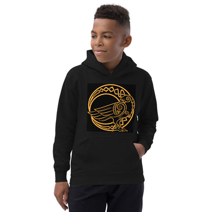 Premium Hoodie - FRONT Print: Odin's Crow on a Crescent Moon