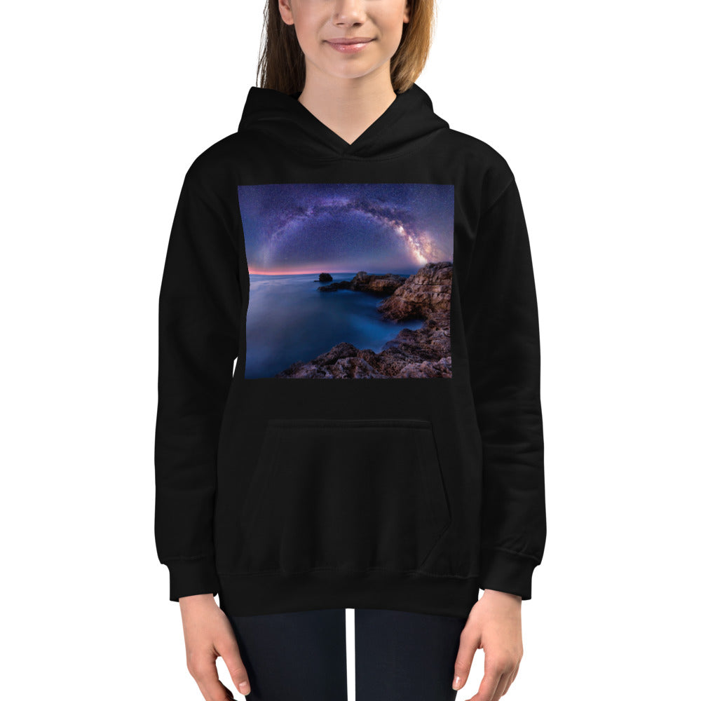 Premium Hoodie - FRONT Print: The Milky Way Over a Rocky Bay