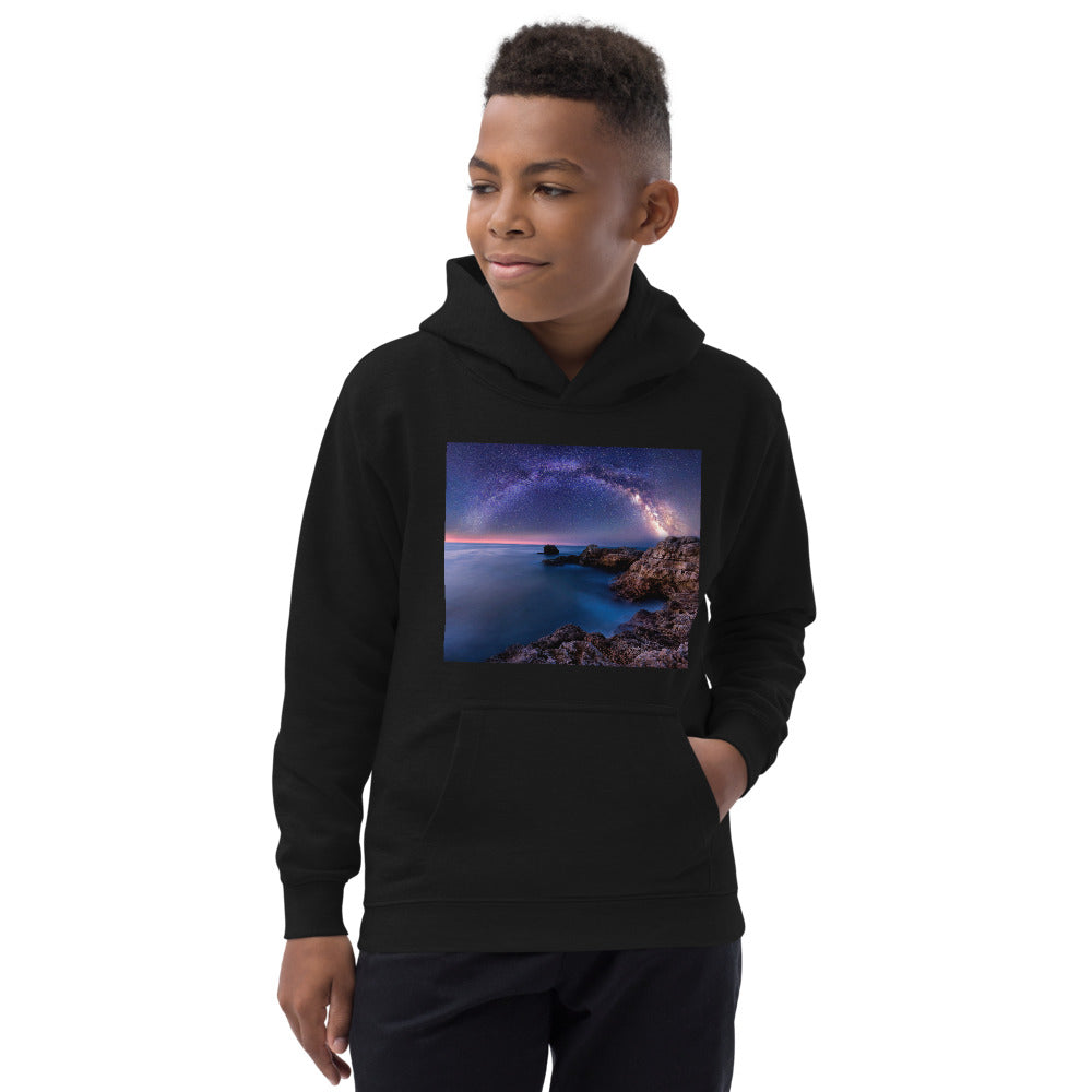 Premium Hoodie - FRONT Print: The Milky Way Over a Rocky Bay