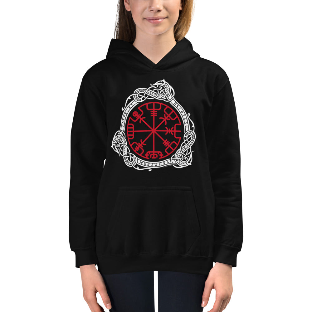 Premium Hoodie - FRONT Print: Magical Norse Runic Compass