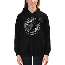 Load image into Gallery viewer, Premium Hoodie - FRONT Print: Cawing Crow in Runic Circle
