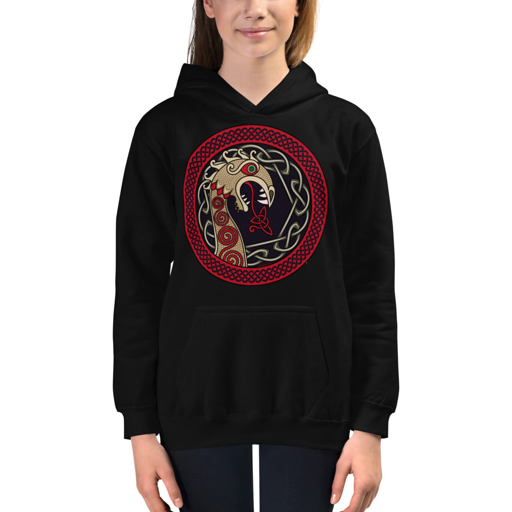 Premium Hoodie - FRONT Print: Fire Breathing Viking Dragon