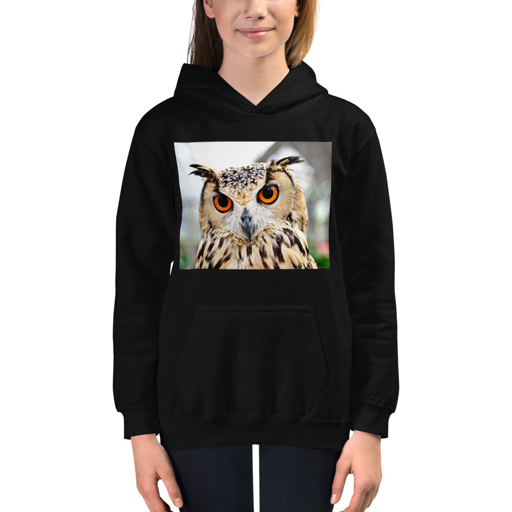 Premium Hoodie - FRONT Print: Orange Eyed Owl