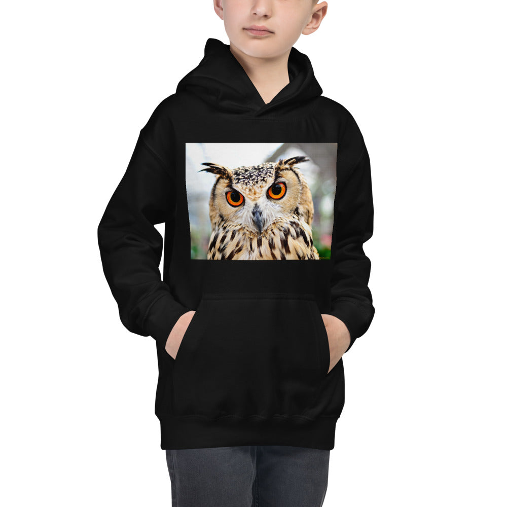 Premium Hoodie - FRONT Print: Orange Eyed Owl