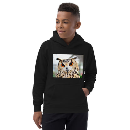 Premium Hoodie - FRONT Print: Orange Eyed Owl