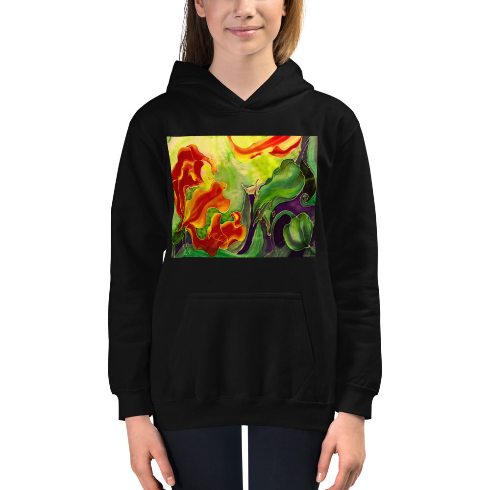 Premium Hoodie - FRONT Print: Red Flowers Watercolor #1