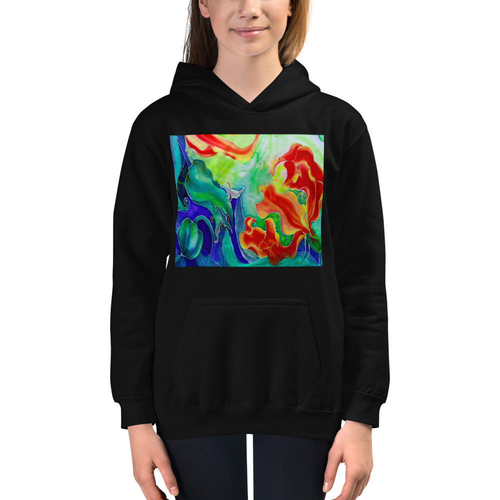 Premium Hoodie - FRONT Print: Red Flowers Watercolor #3