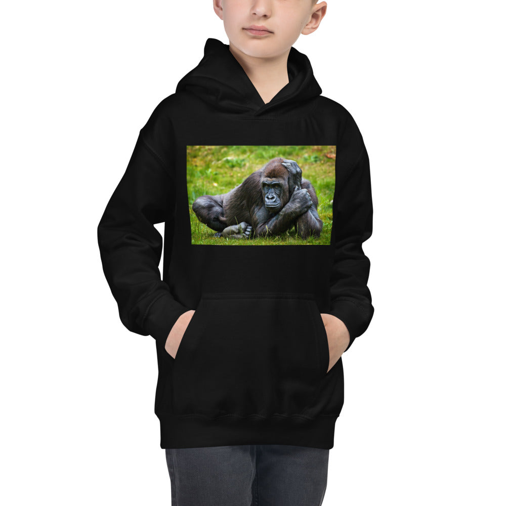 Premium Hoodie - FRONT Print: Gorilla in the Grass