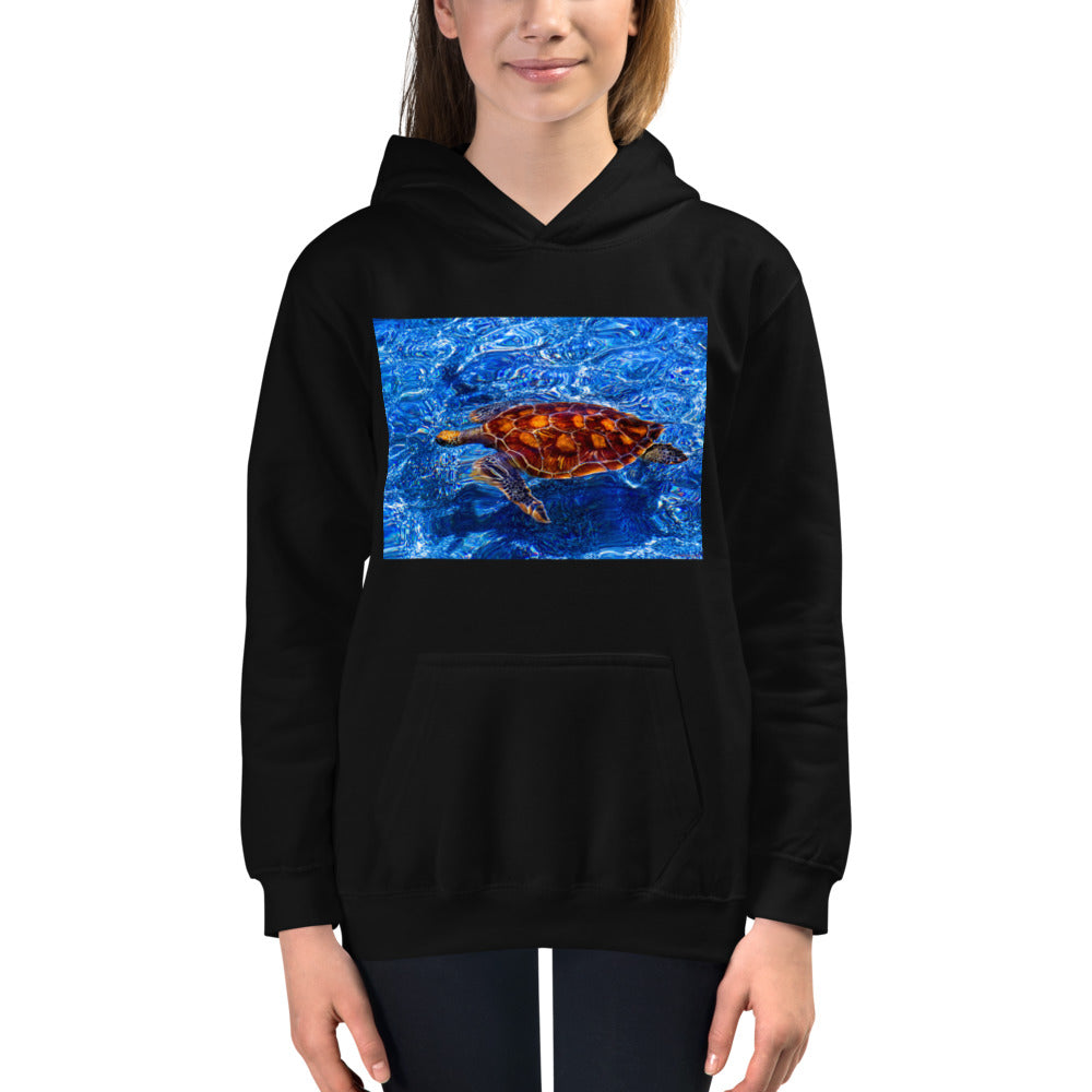 Premium Hoodie - FRONT Print: Sea Turtle in Blue Water