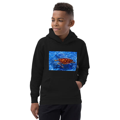 Premium Hoodie - FRONT Print: Sea Turtle in Blue Water
