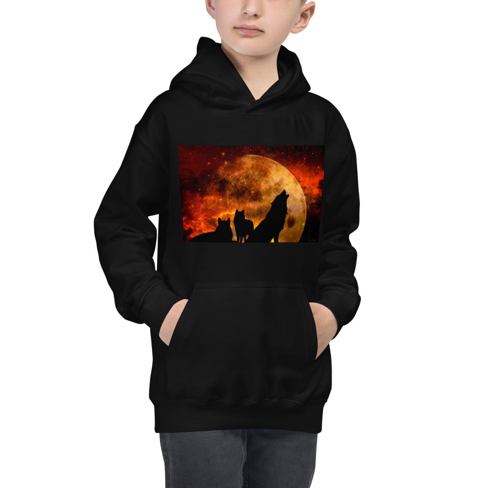 Premium Hoodie - FRONT Print: Howling in the Orange Moonlight
