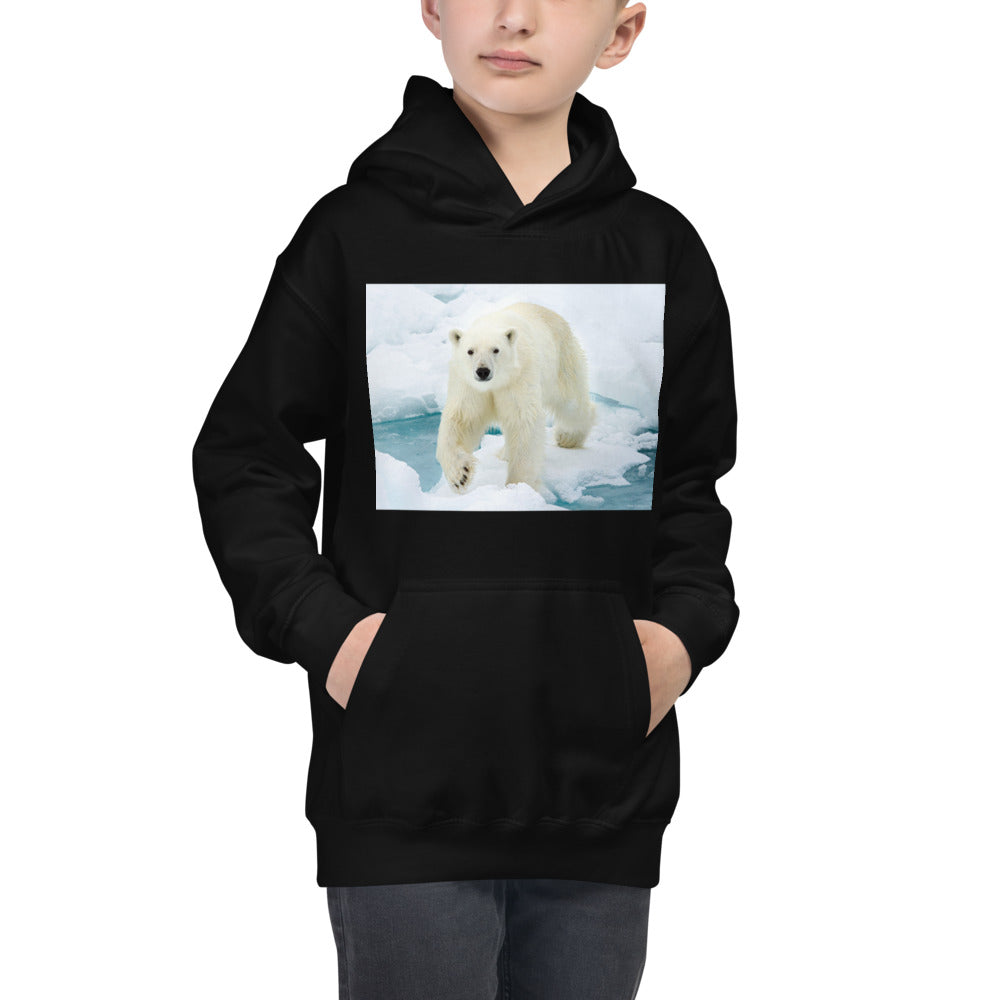 Premium Hoodie - FRONT Print: Polar Bear on Ice