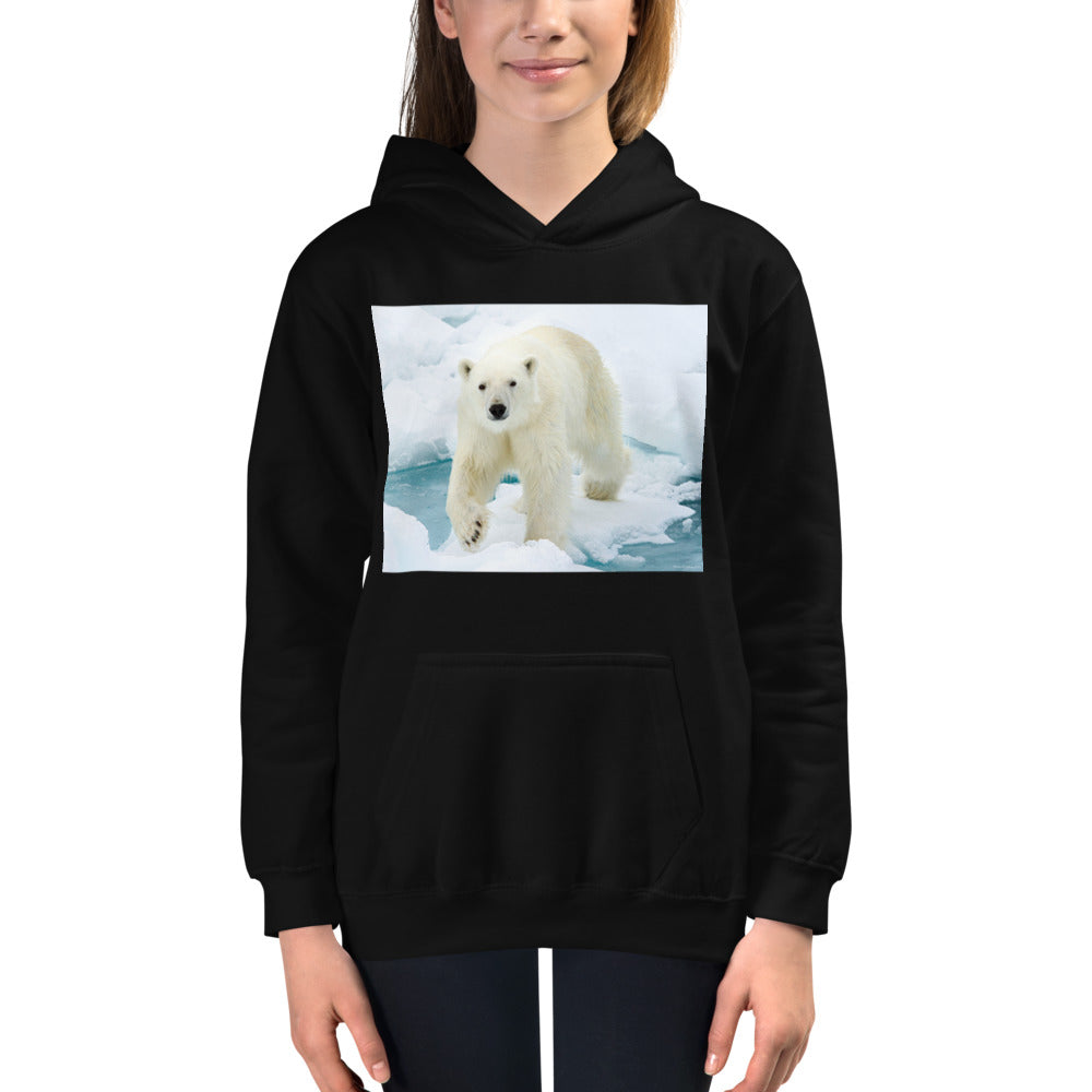 Premium Hoodie - FRONT Print: Polar Bear on Ice