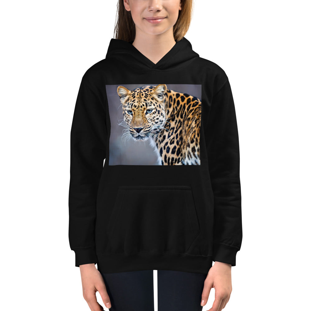 Premium Hoodie - FRONT Print: Blue Eyed Leopard