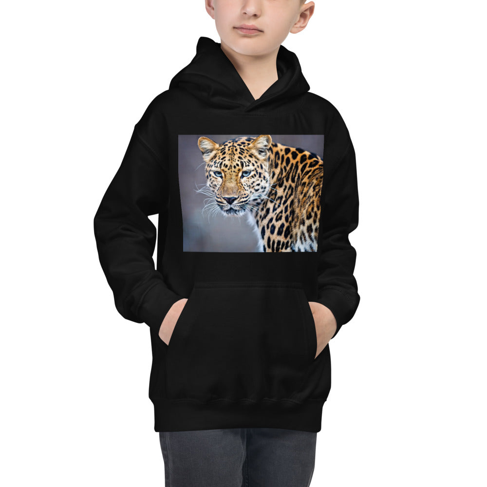 Premium Hoodie - FRONT Print: Blue Eyed Leopard