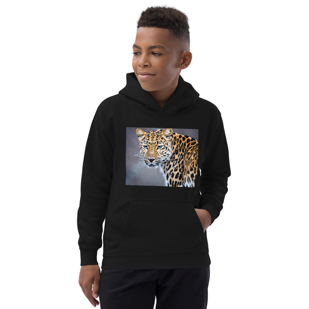 Premium Hoodie - FRONT Print: Blue Eyed Leopard
