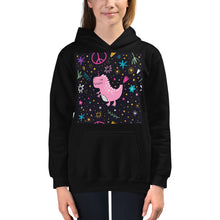 Load image into Gallery viewer, Premium Hoodie - FRONT Print: Pink Dino. Peace Out!
