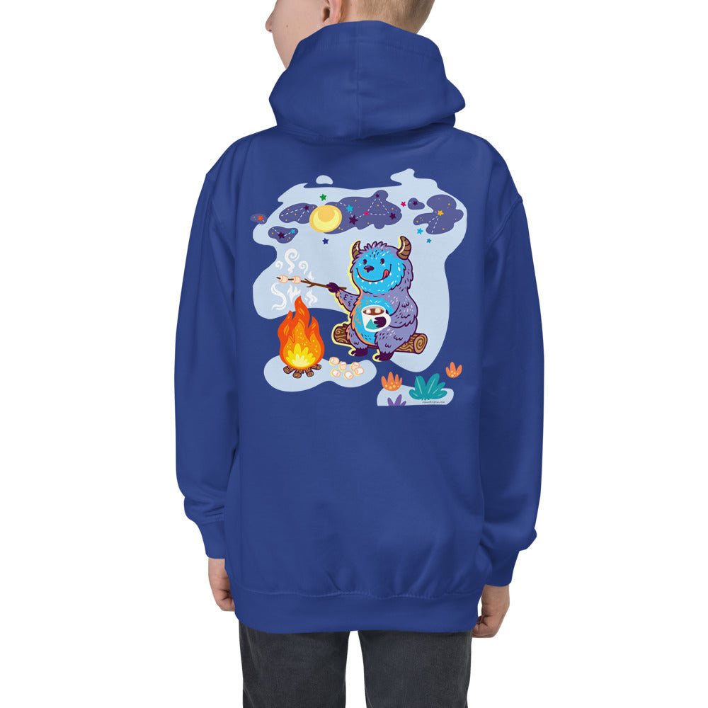 Premium Hoodie: Print on BACK - Yeti Campfire