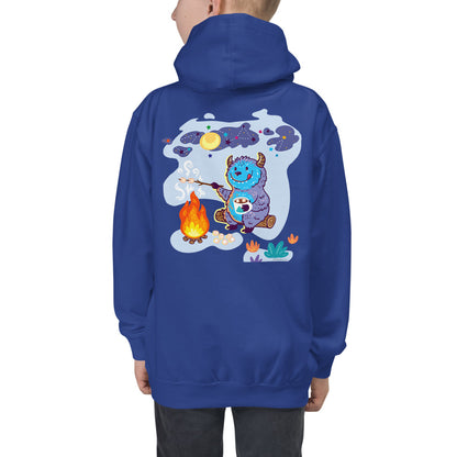 Premium Hoodie: Print on BACK - Yeti Campfire